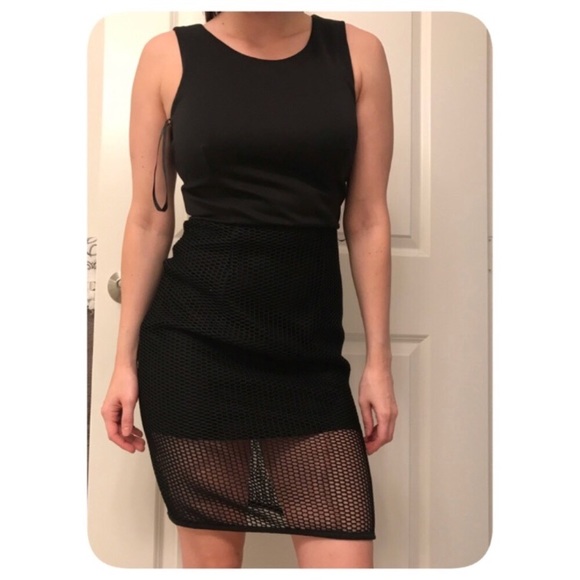 Size 3 BCX Little Black Dress Mesh Net Netted - Picture 8 of 8